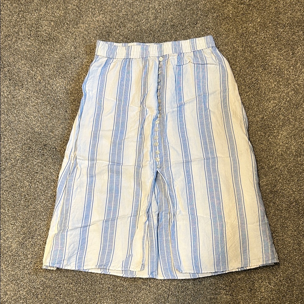 LOFT Blue and White Striped Pencil Skirt